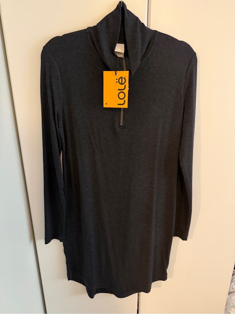 Lolë Dark Gray Quarter-Zip Tunic Sweater Dress